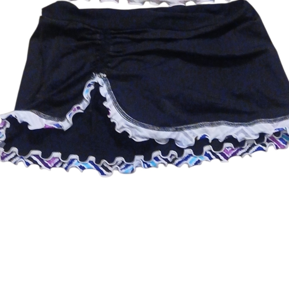 By Gottex -NWOT, 2 Piece Swimsuit,Black W/Multi Colored Ruffles, Built-in D Cups - Picture 7 of 7